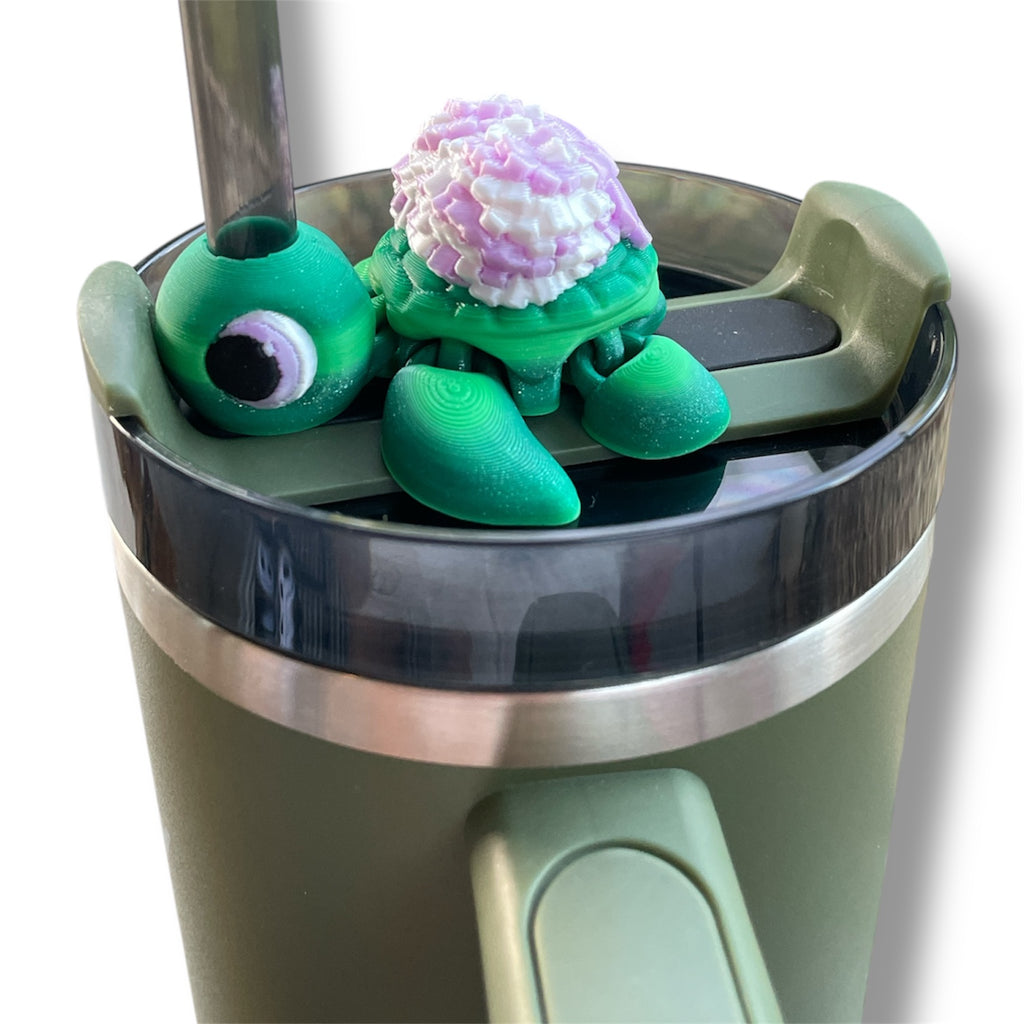 Insulated Cup Tumbler Toppers - 3d Printed Articulated Tumber Bling Straw Decor