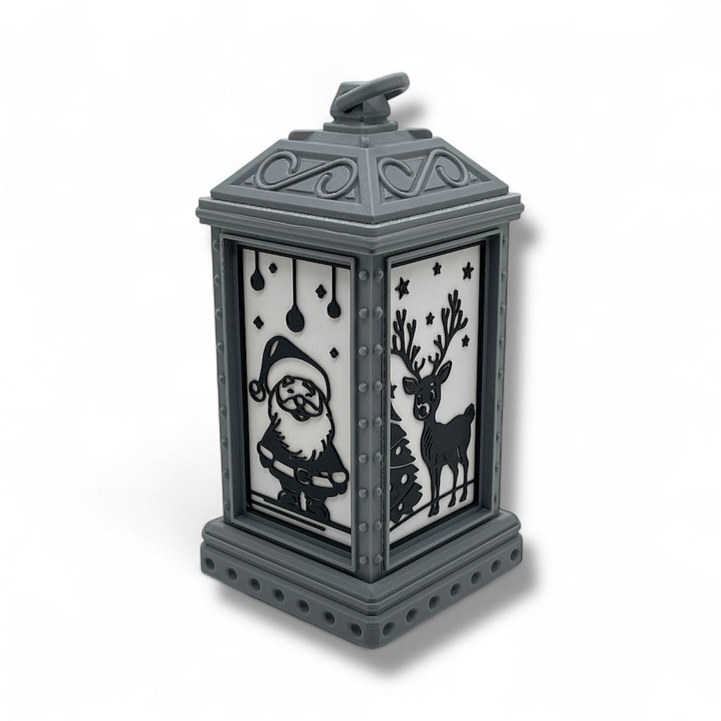 5.5" Christmas Scene Lantern – Santa, Reindeer & More Holiday Desktop Décor