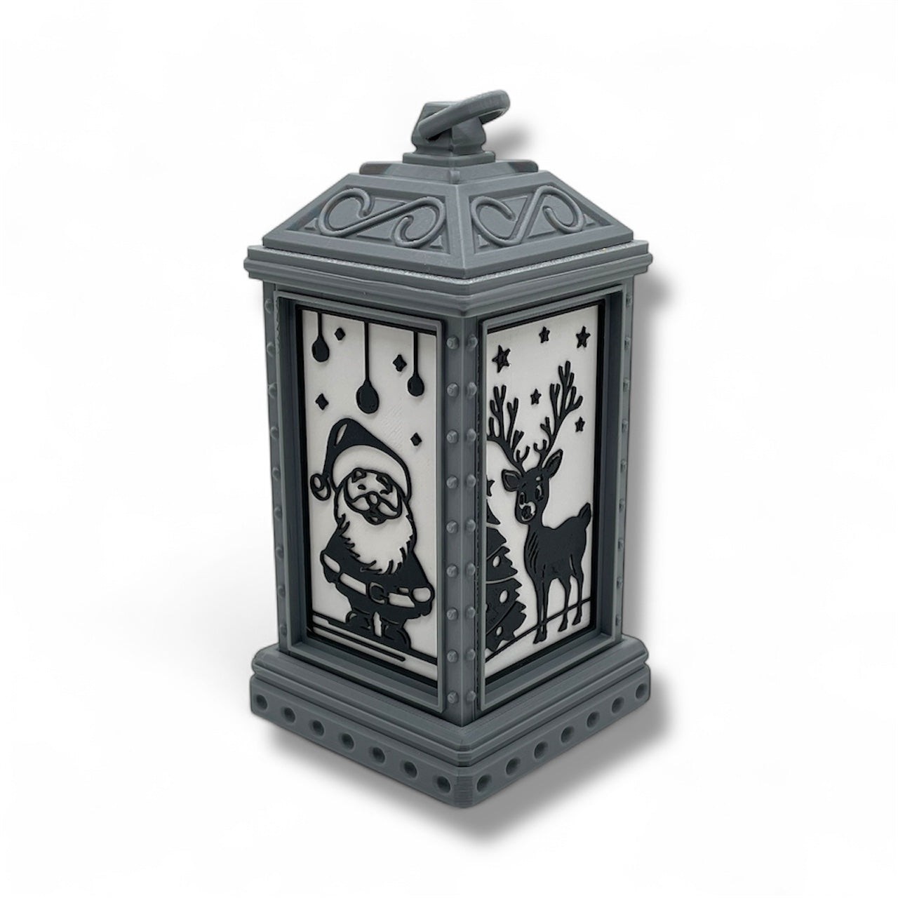 5.5" Christmas Scene Lantern – Santa, Reindeer & More Holiday Desktop Décor