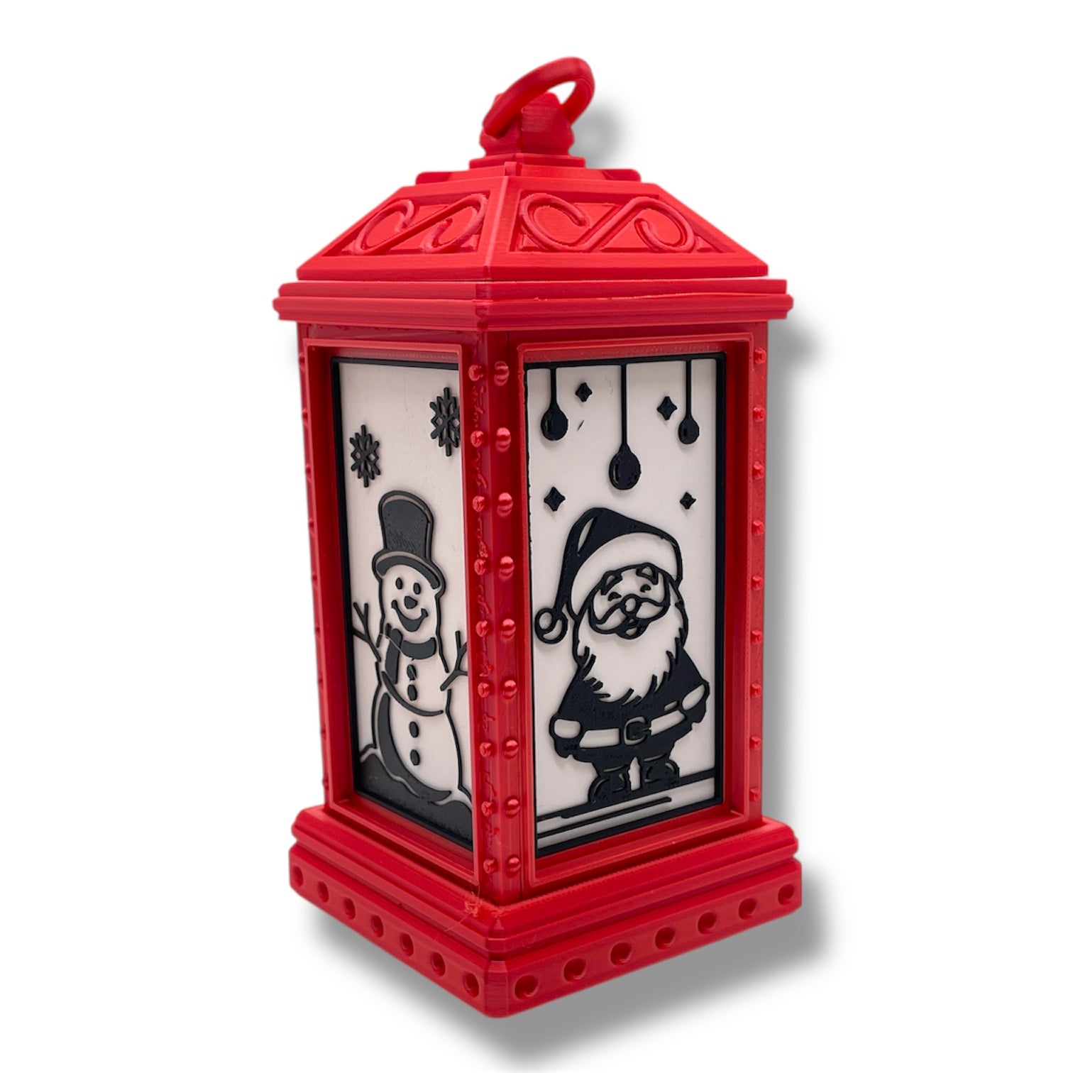 5.5" Christmas Scene Lantern – Santa, Reindeer & More Holiday Desktop Décor