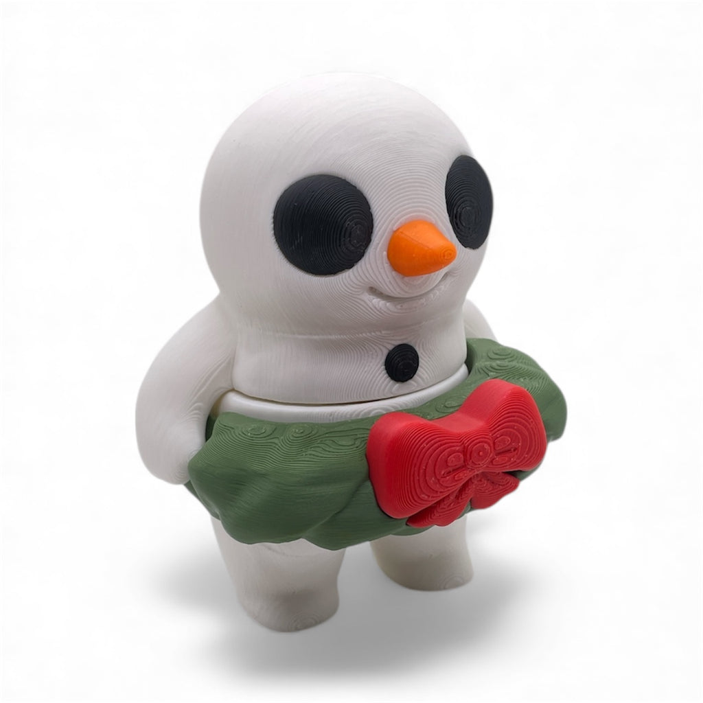 Festive 5" Floatie Figurines Snowman & Frog – Articulated Christmas Figurines w/ Floaties