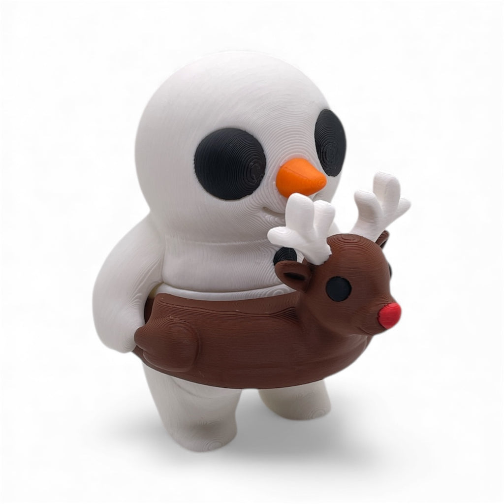 Festive 5" Floatie Figurines Snowman & Frog – Articulated Christmas Figurines w/ Floaties