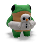Festive 5" Floatie Figurines Snowman & Frog – Articulated Christmas Figurines w/ Floaties