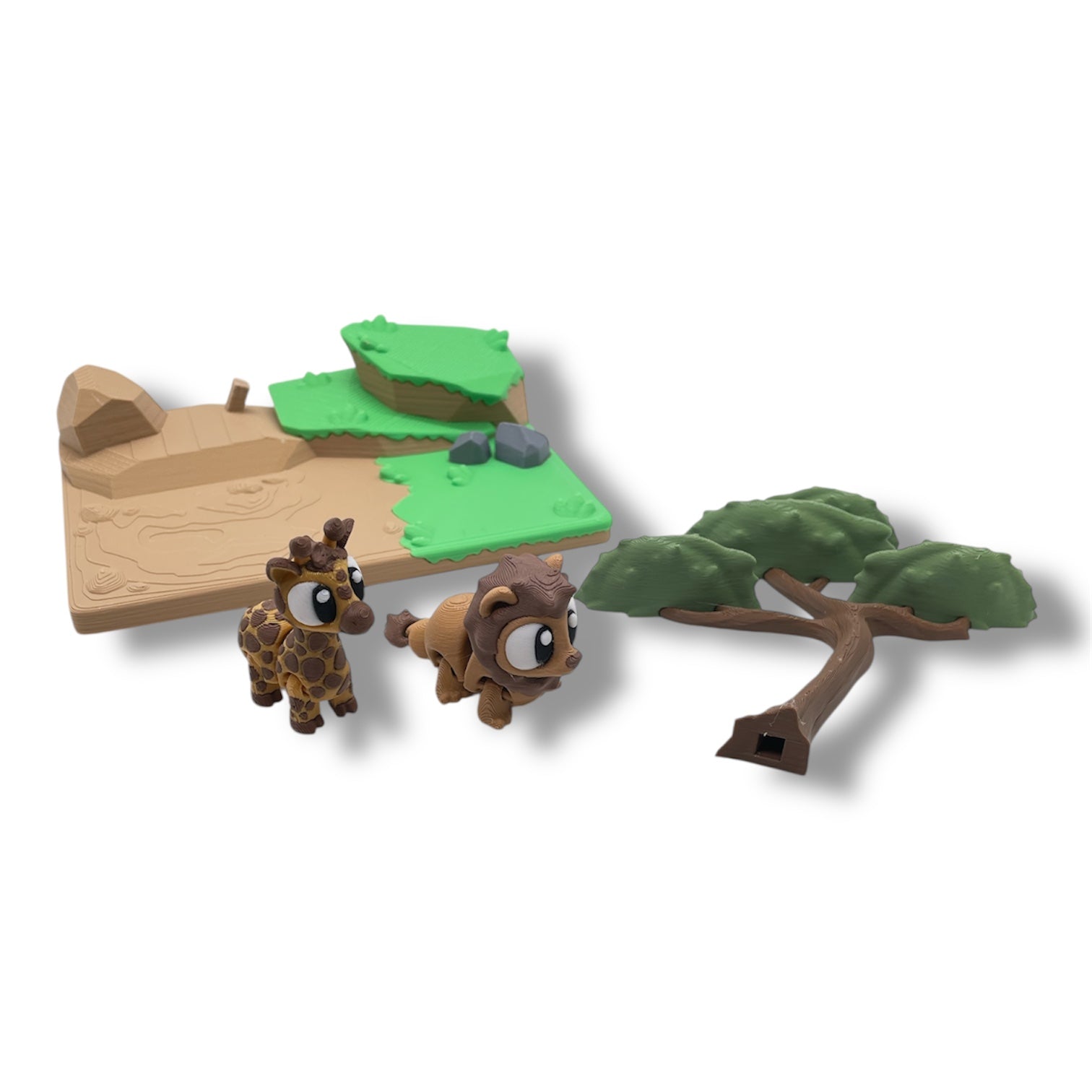 Safari Adventure Savana Habitat – Lion and Giraffe Animal Set
