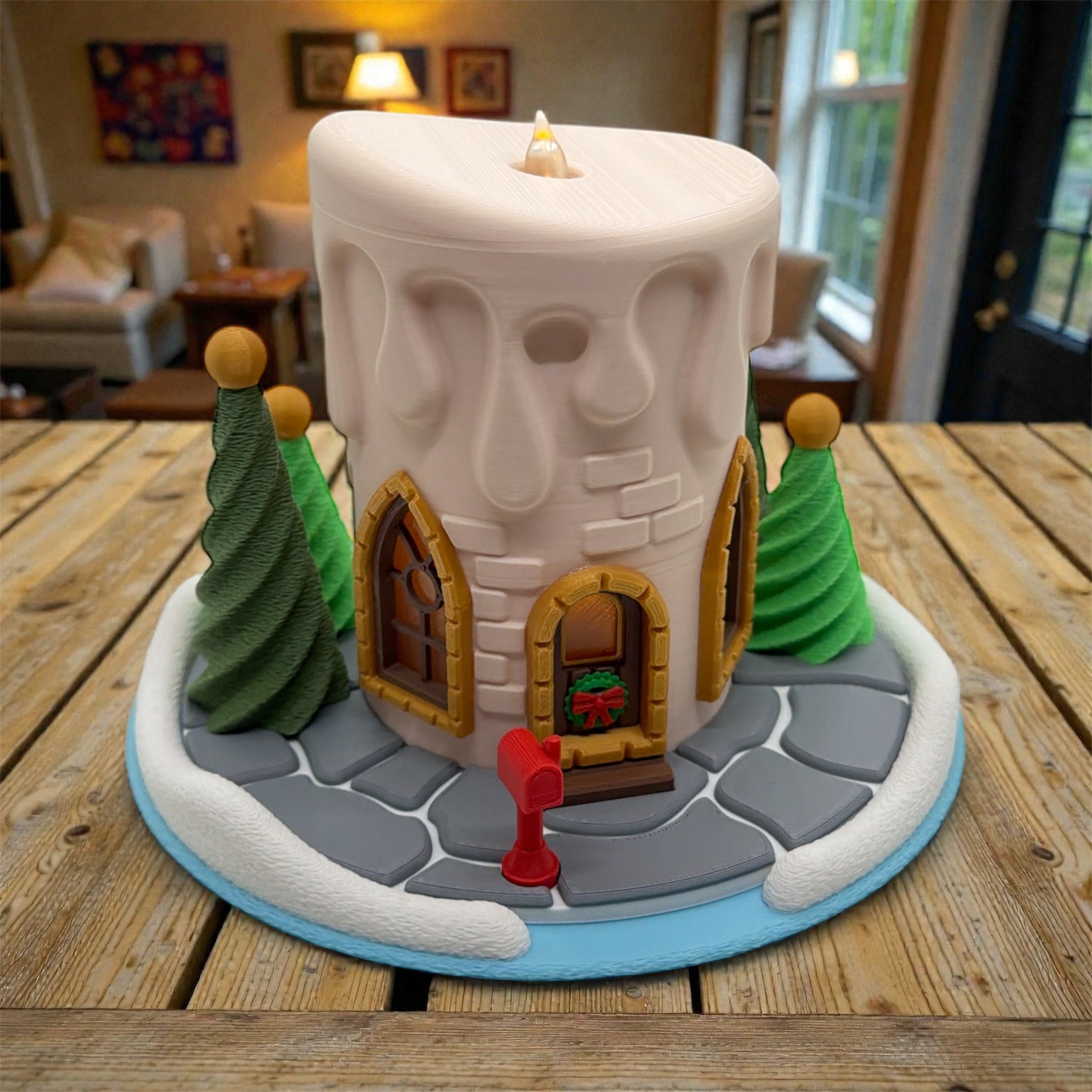 🎄 Christmas Village Tea Light House – 3D Printed Holiday Décor Collection