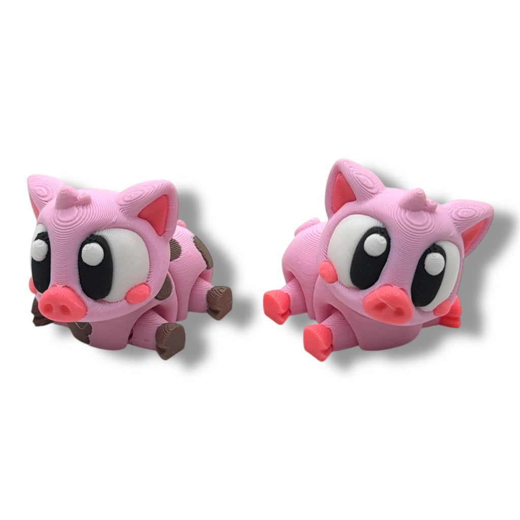 Adorable Piggy Set - w/ 2 Pigs - Desk top Pig Decor by 3dGob