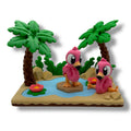 Flamingo Island Scene – Tropical Set with 2 Flamingos – main product view