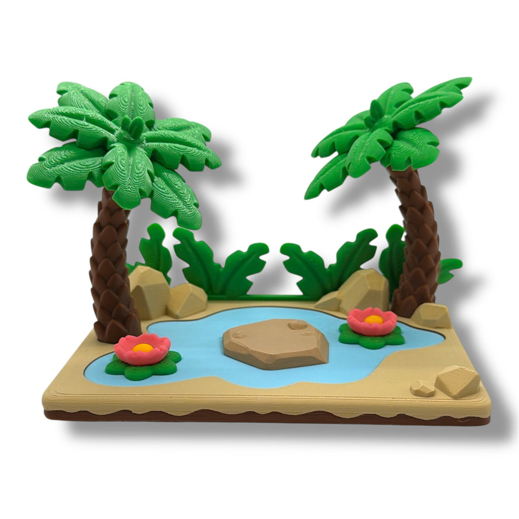 Flamingo Island Pocket Pal Scene – Cute Tropical Desk Pet Decor