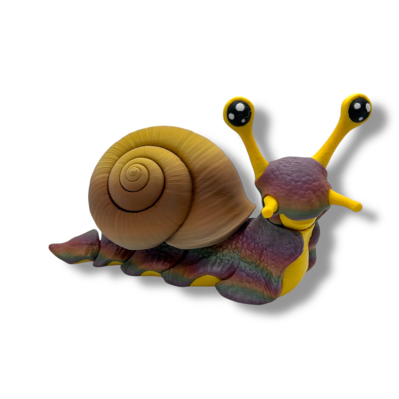 7" Cute Snail Desk Companion with Swappable Shells – Articulated Desk Pet Figure