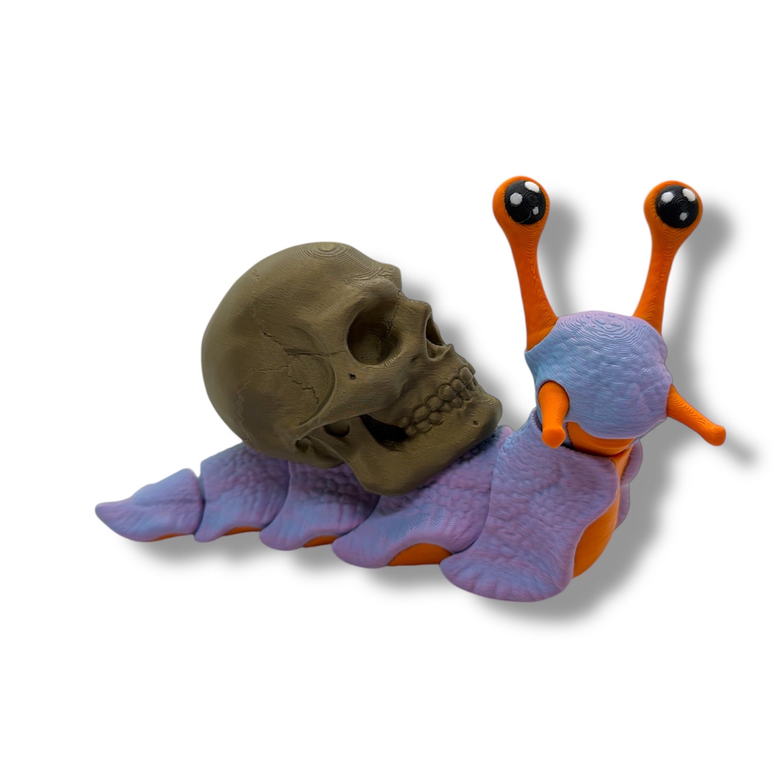 7" Cute Snail Desk Companion with Swappable Shells – Articulated Desk Pet Figure