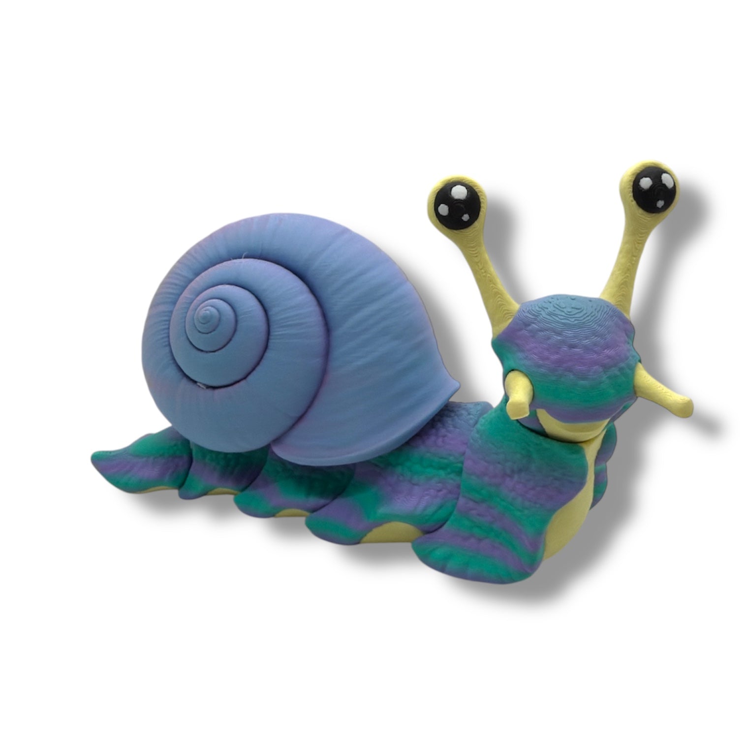 7" Cute Snail Desk Companion with Swappable Shells – Articulated Desk Pet Figure