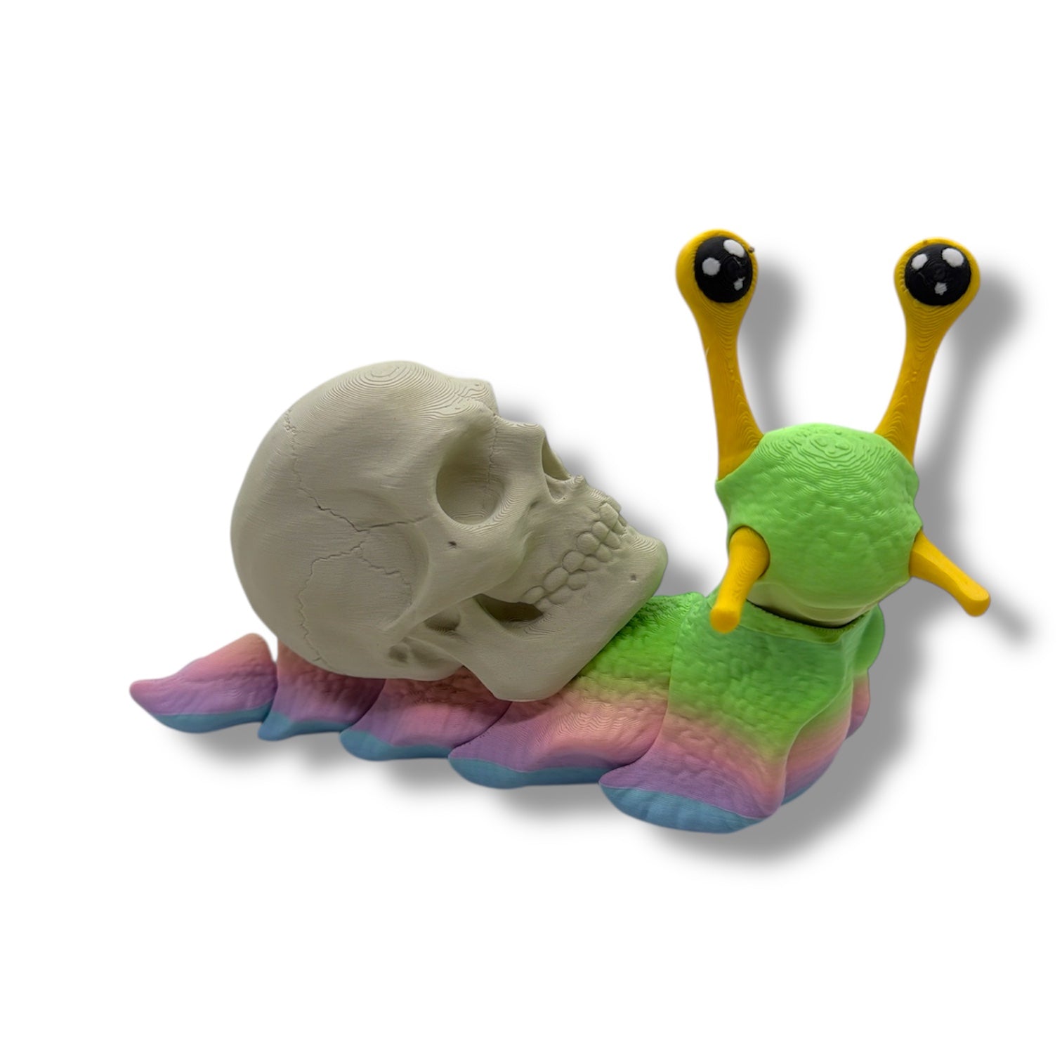 7" Cute Snail Desk Companion with Swappable Shells – Articulated Desk Pet Figure