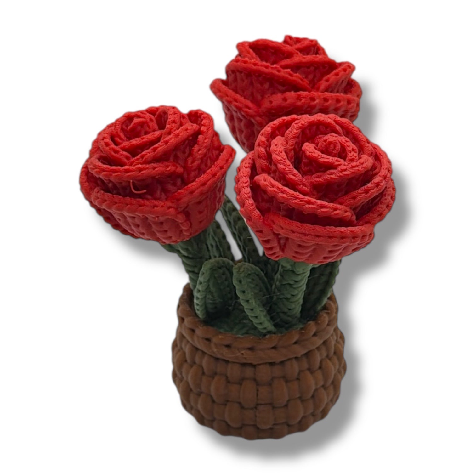 Knitted Rose Flowers – Botanical Desk Top Decor