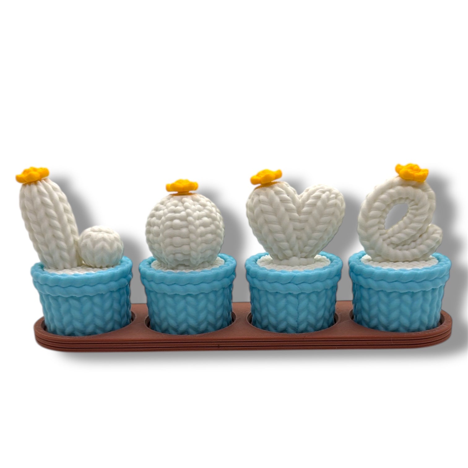 Knitted Cactus “LOVE” Desk Decor - Desktop Botanical Figurine