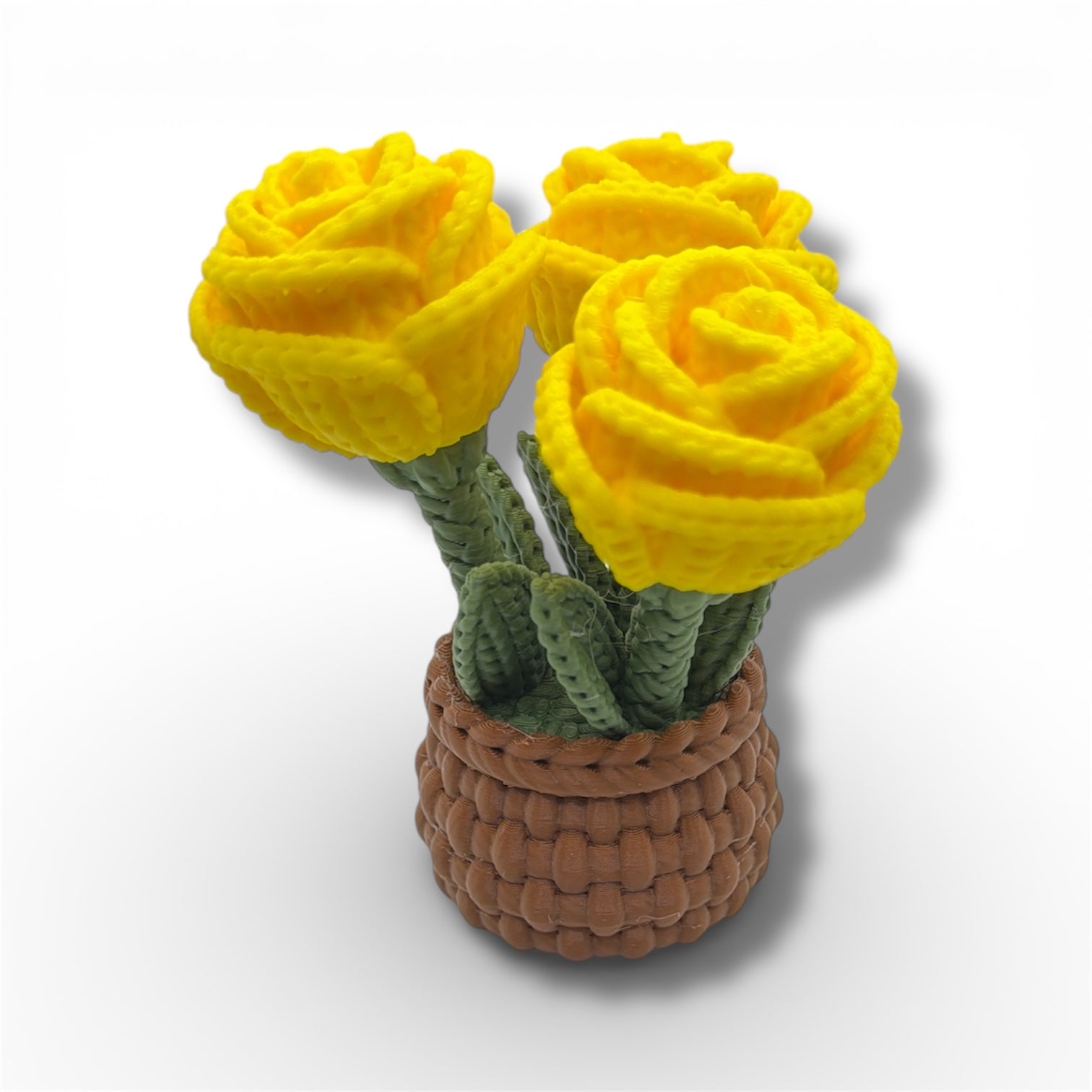 Knitted Rose Flowers – Botanical Desk Top Decor