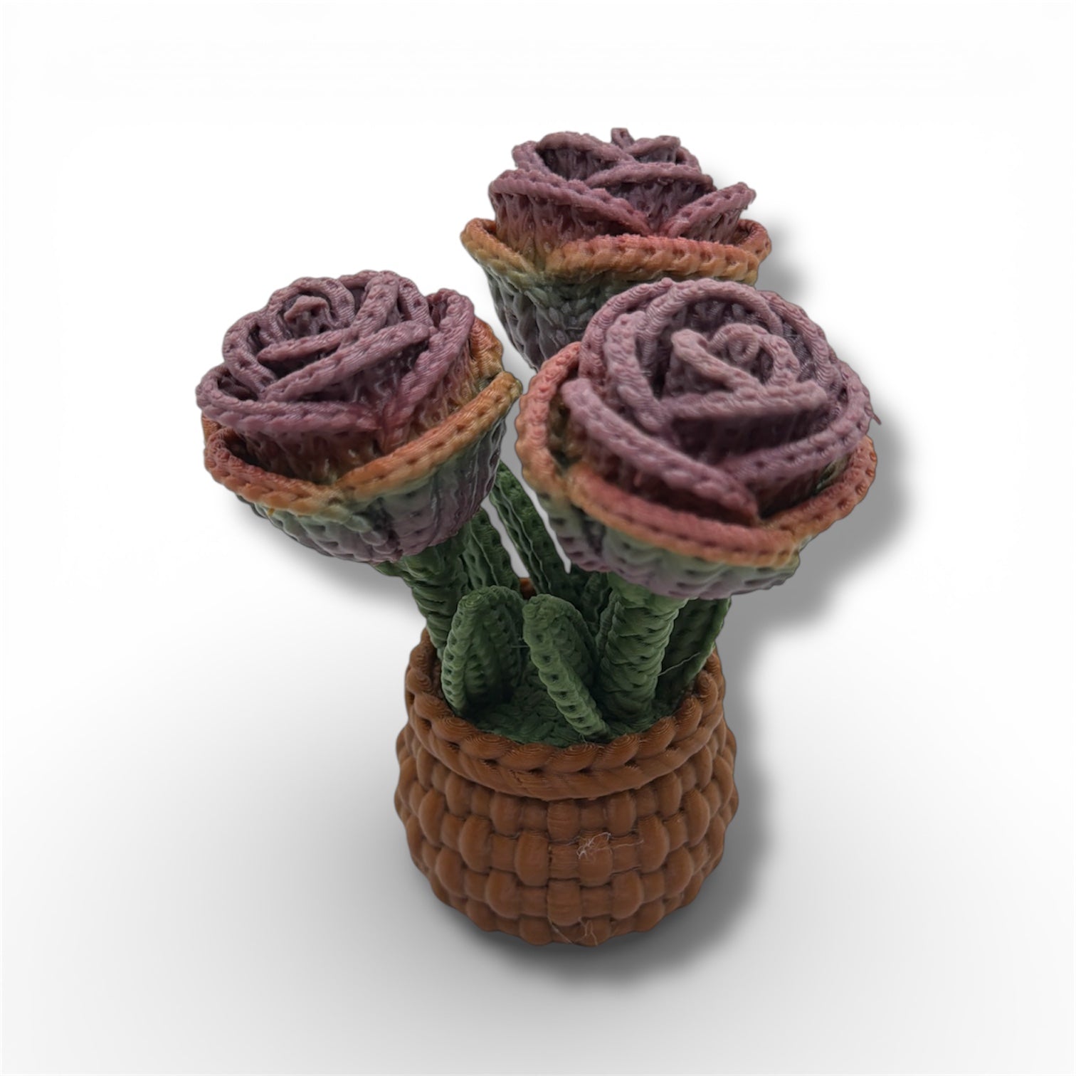 Knitted Rose Flowers – Botanical Desk Top Decor
