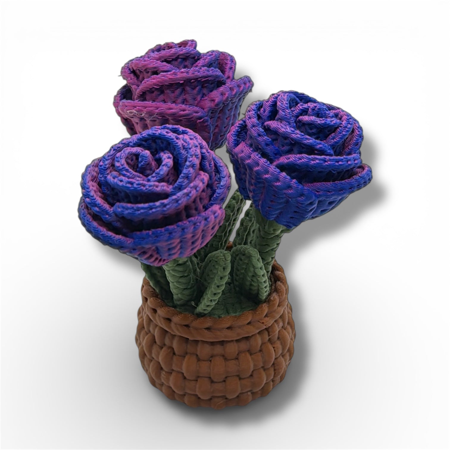 Knitted Rose Flowers – Botanical Desk Top Decor