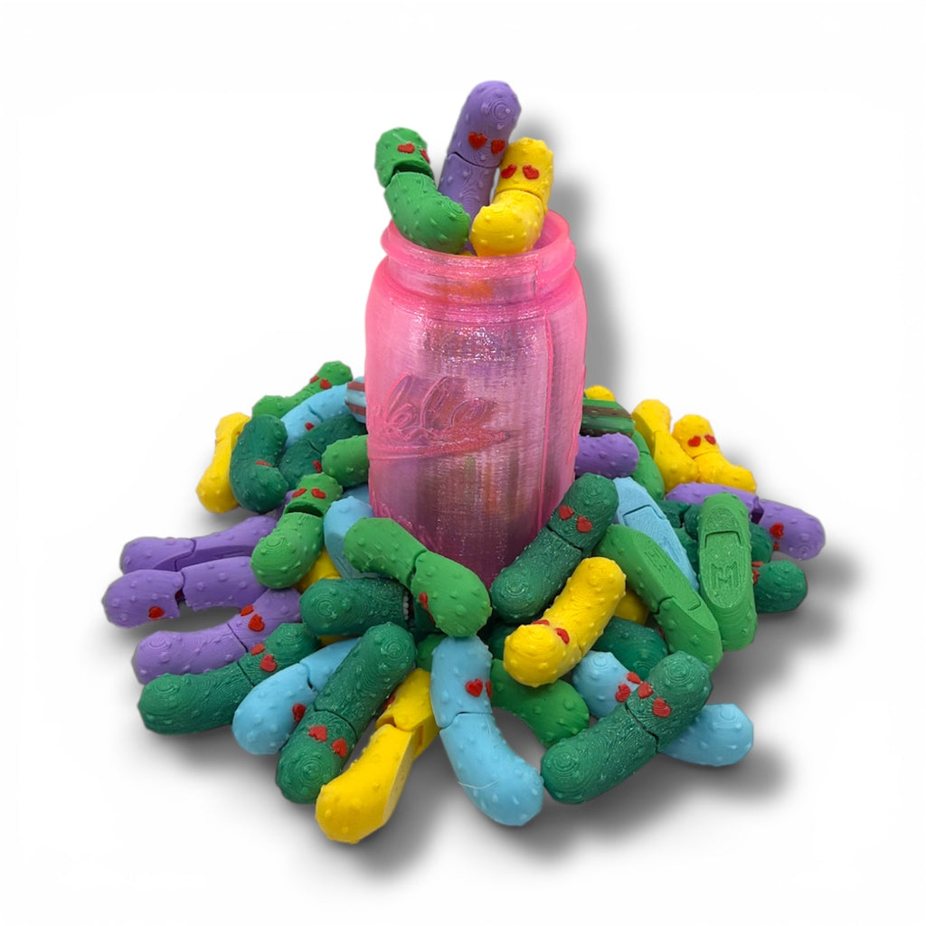 The Tickle Pickle Jar full of Pickles- Articulated 3D Printed Pickley Decor
