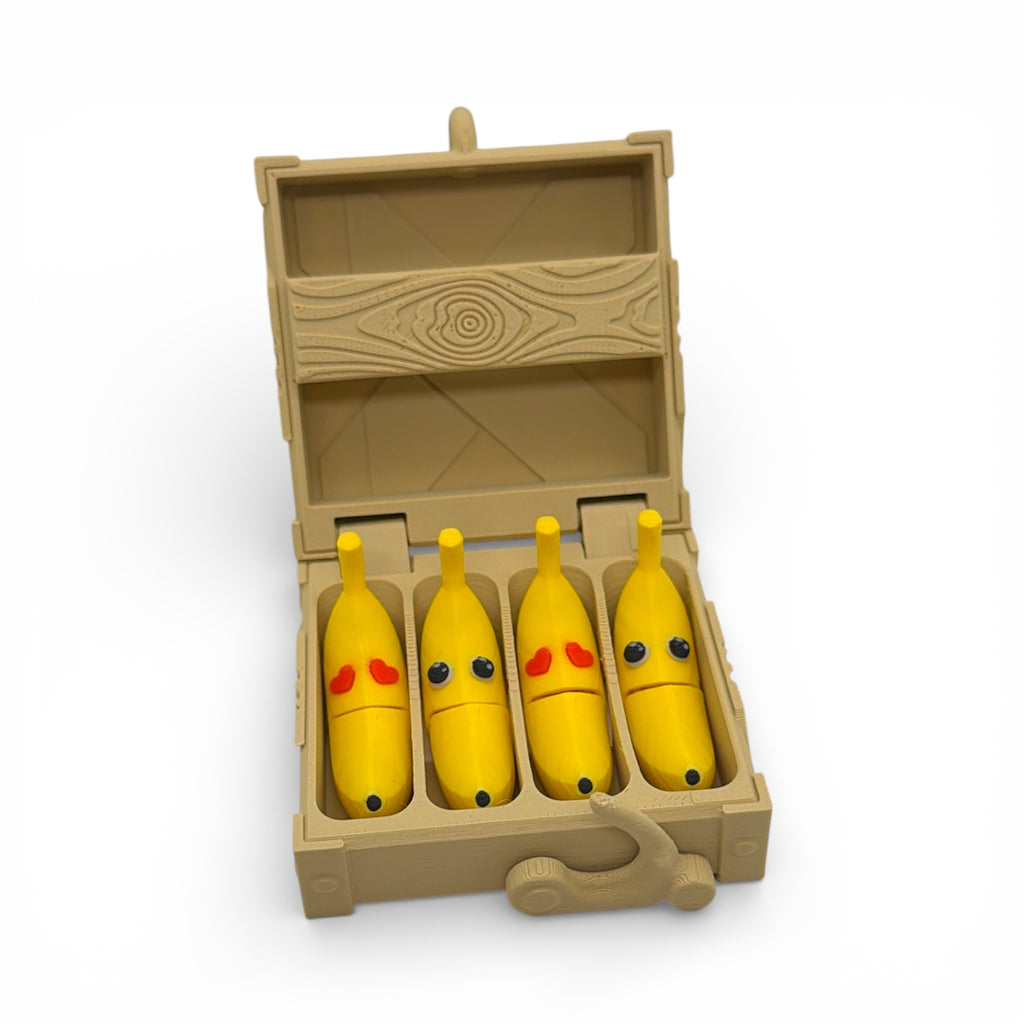 Banana Buddies 4-Pack – Pocket Pals Crate Set - Articulated Desk Decor