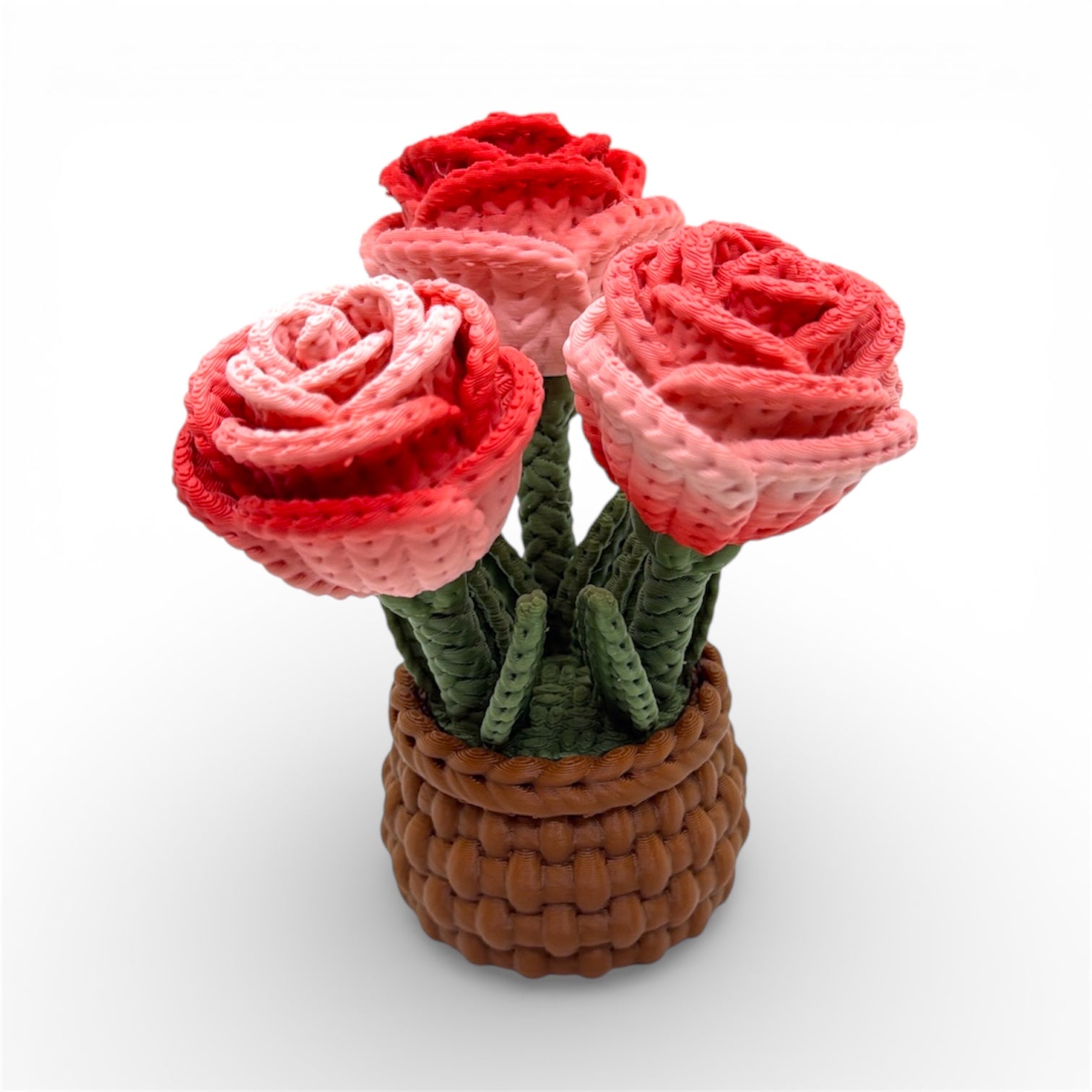 Knitted Rose Flowers – Botanical Desk Top Decor