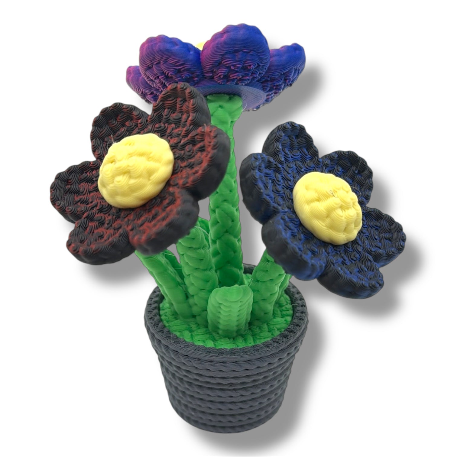 Knitted Daisy Flowers – Floral Desk Top Decor