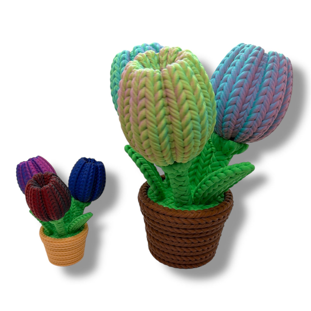 Knitted Tulip Flowers – Floral Desk Top Decor