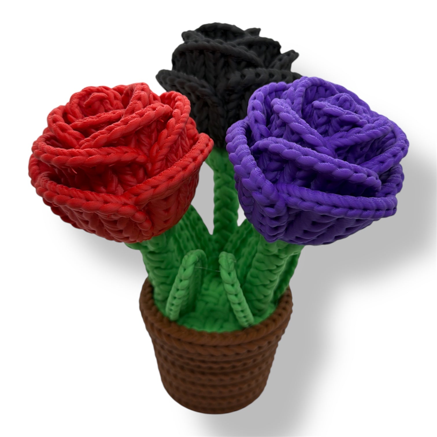 Knitted Rose Flowers – Botanical Desk Top Decor