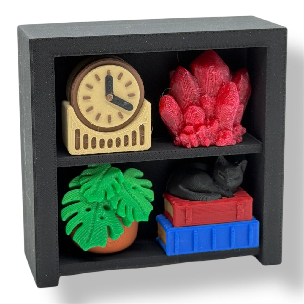 Mini Book Nook Fidget Clicker – 2 Shelf Bookshelf fidgets and Desk top Decor