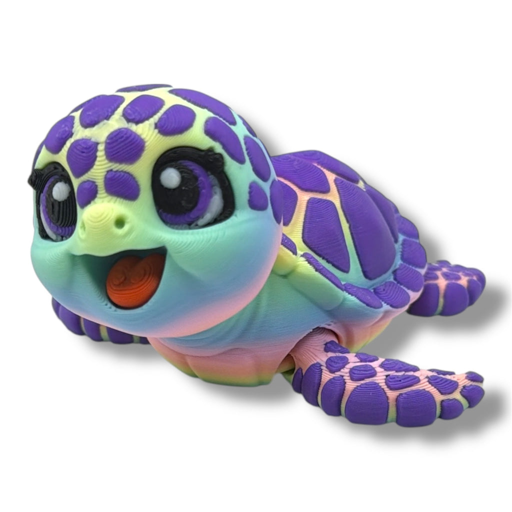 Adorable Baby Sea Turtle Desk Pals - Articulated Cartoon Style Decor Gift