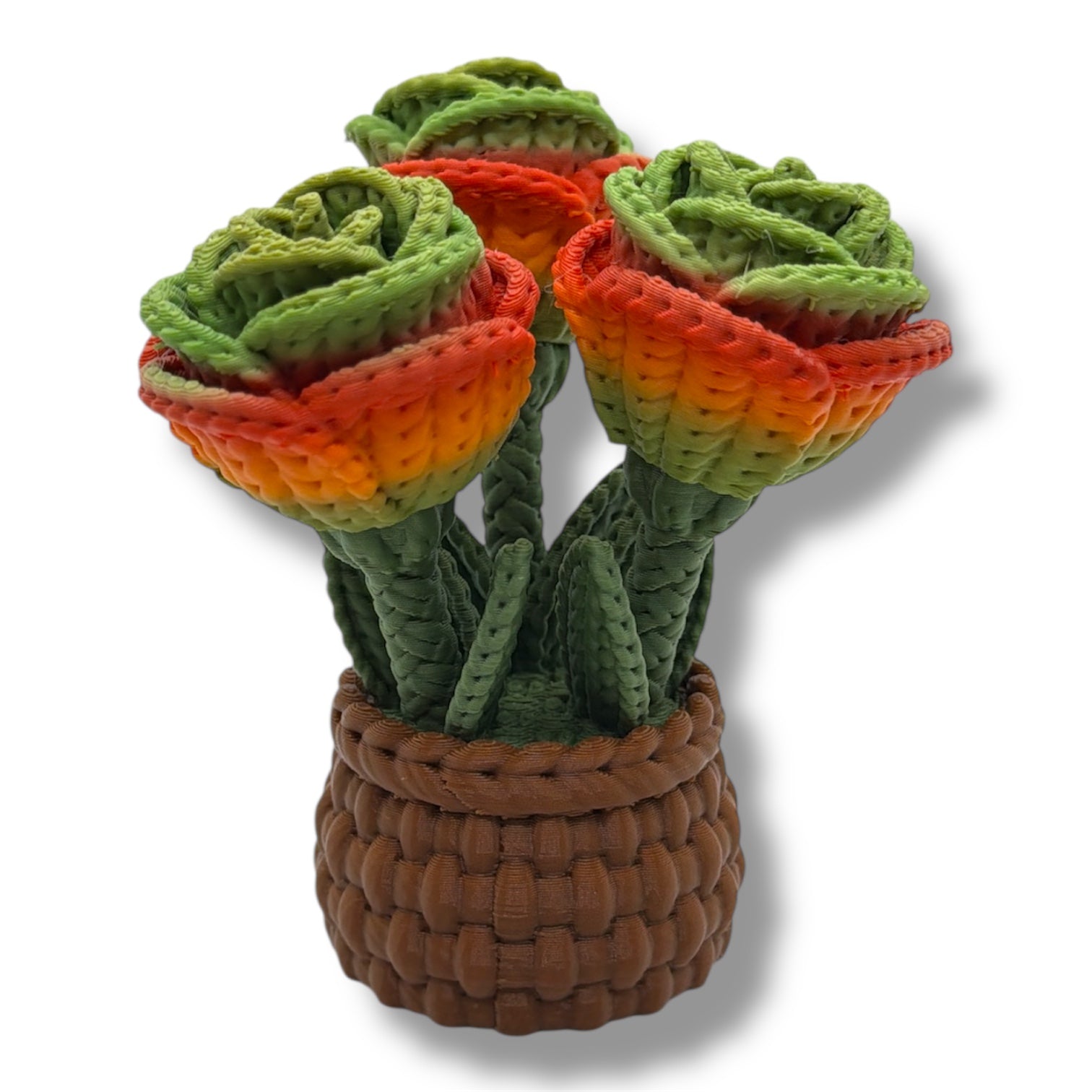 Knitted Rose Flowers – Botanical Desk Top Decor