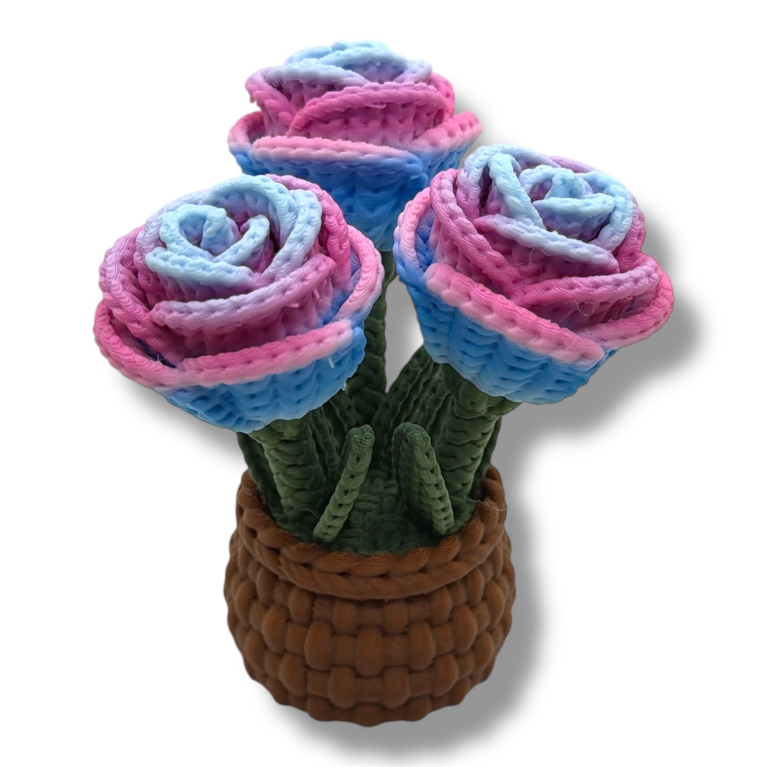 Knitted Rose Flowers – Botanical Desk Top Decor
