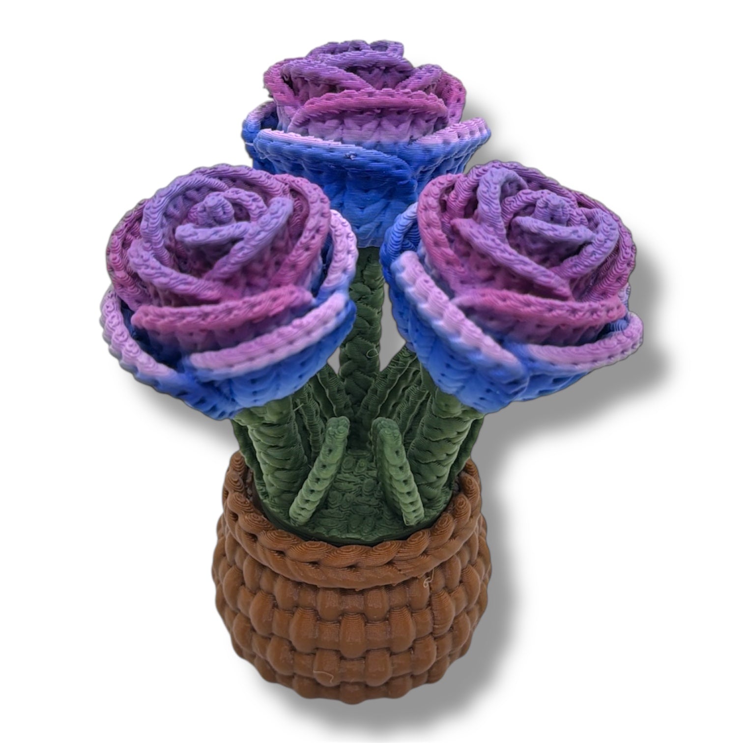 Knitted Rose Flowers – Botanical Desk Top Decor