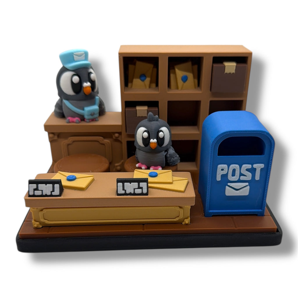 Post Office Pigeon Pals - w/ 2 Pigeons- Desk top Set Collectible Decor