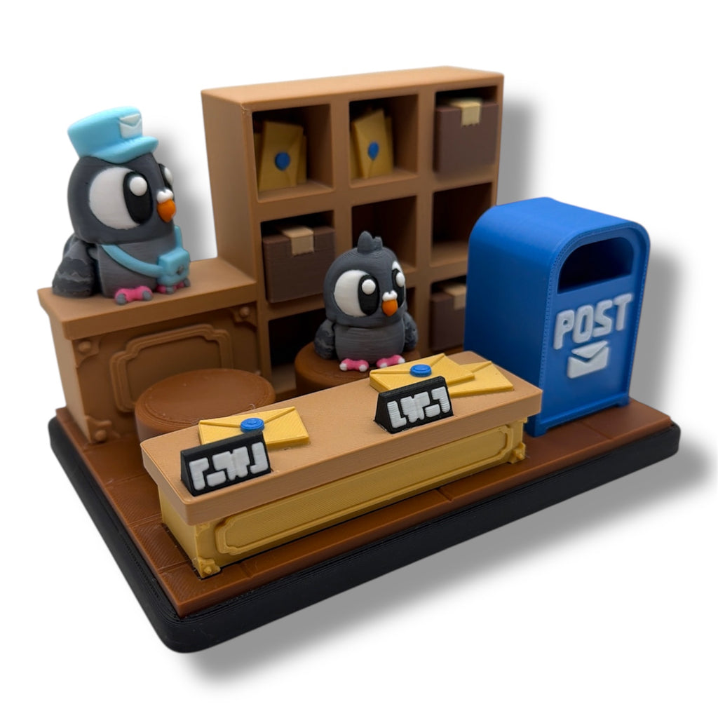 Post Office Pigeon Pals - w/ 2 Pigeons- Desk top Set Collectible Decor