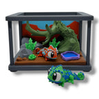 Adorable Mini Reptile Cage with Chameleon - Desk Decor Collectable