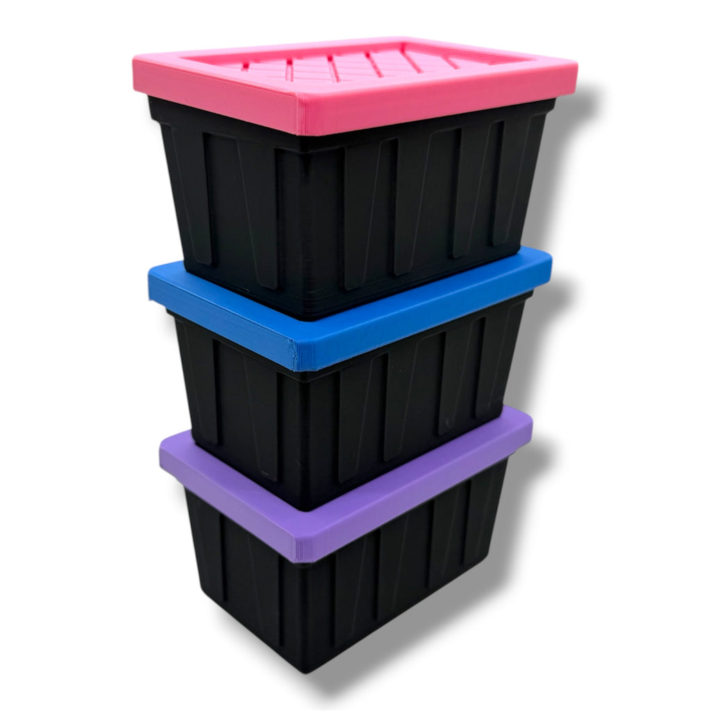 Mini Storage Totes with Lid – Compact Desk Organizer Bins (4.75” x 3.25” x 2.75”) | Colorful Small Storage Containers for Office, Crafts & Home Organization