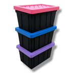 Mini Storage Totes with Lid – Compact Desk Organizer Bins (4.75” x 3.25” x 2.75”) | Colorful Small Storage Containers for Office, Crafts & Home Organization