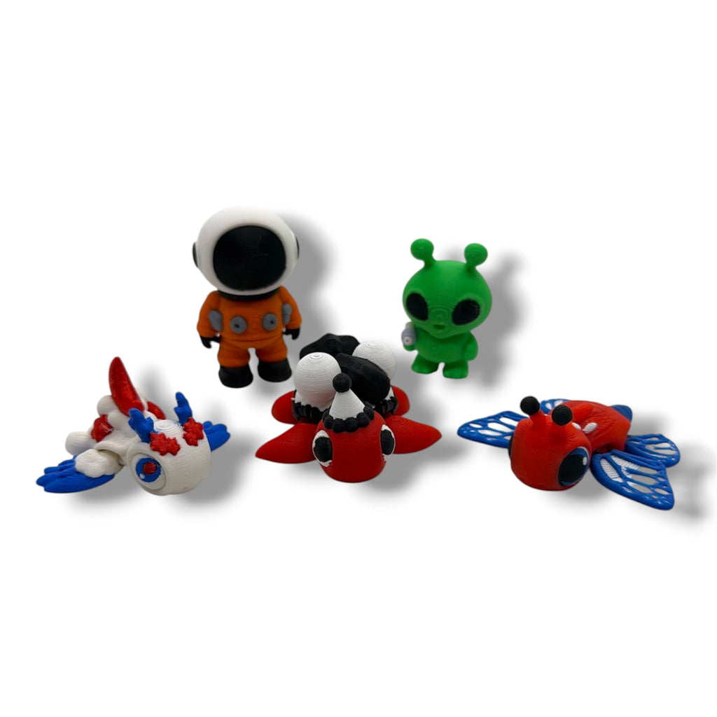 5 Pack of Pocket Pals - Mini 3d Printed Articulated Figurines
