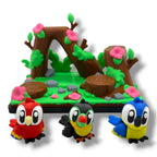 Tropical Bird Perch Scene – w/ Macaw and Parrot | Colorful Bird Display