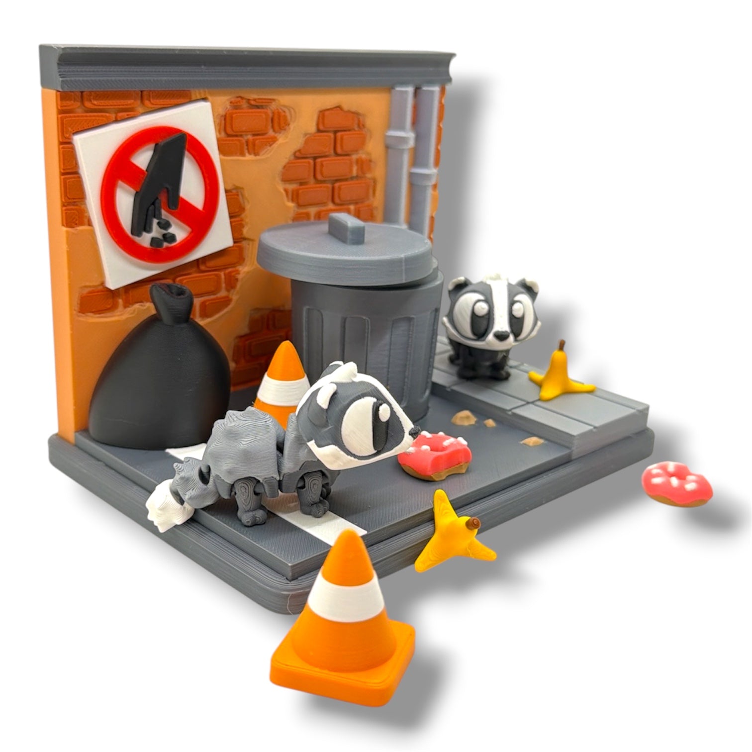 Badger Dumpster Delight - w/ 2 Badgers - Miniature Badger Display Set with Accessories