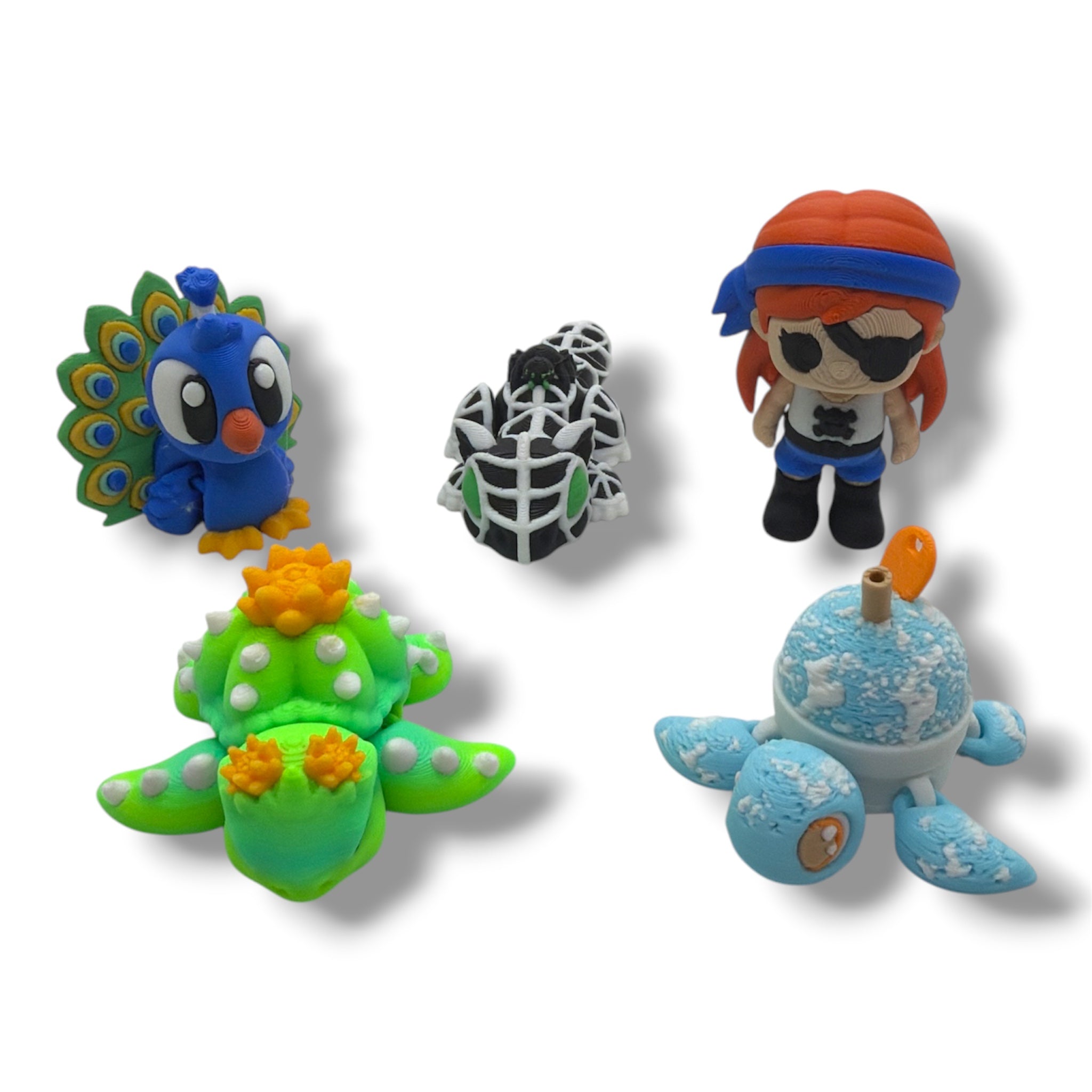 5 Pack of Pocket Pals - Mini 3d Printed Articulated Figurines