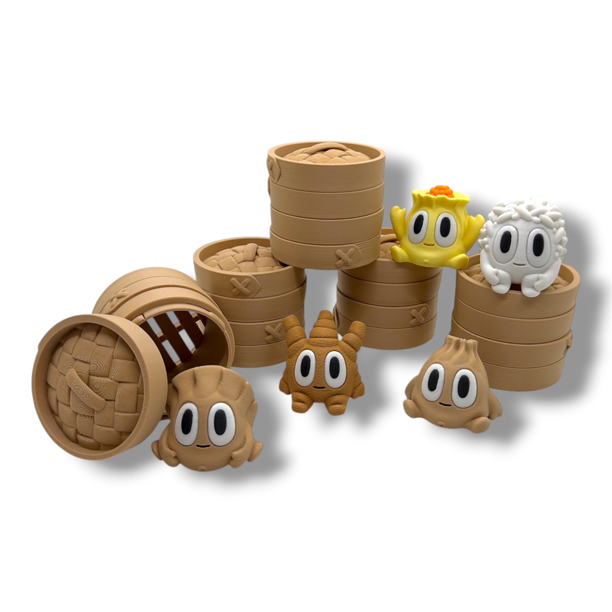 Blob Dim Sum Dumplings in Steamer Basket | Cute Collectibles | 5 Styles Available | Desktop Decor