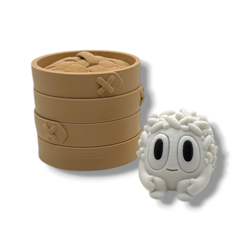 Blob Dim Sum Dumplings in Steamer Basket | Cute Collectibles | 5 Styles Available | Desktop Decor