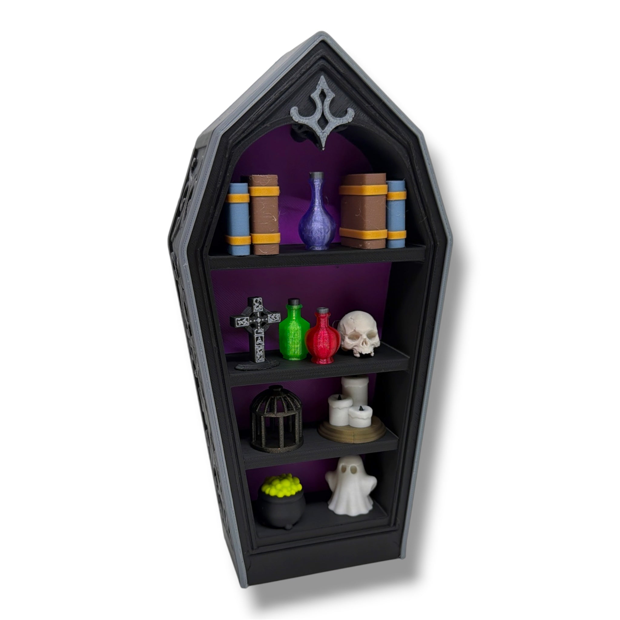 8.75" Halloween Coffin Curio Shelf – Micro Gothic Display Set