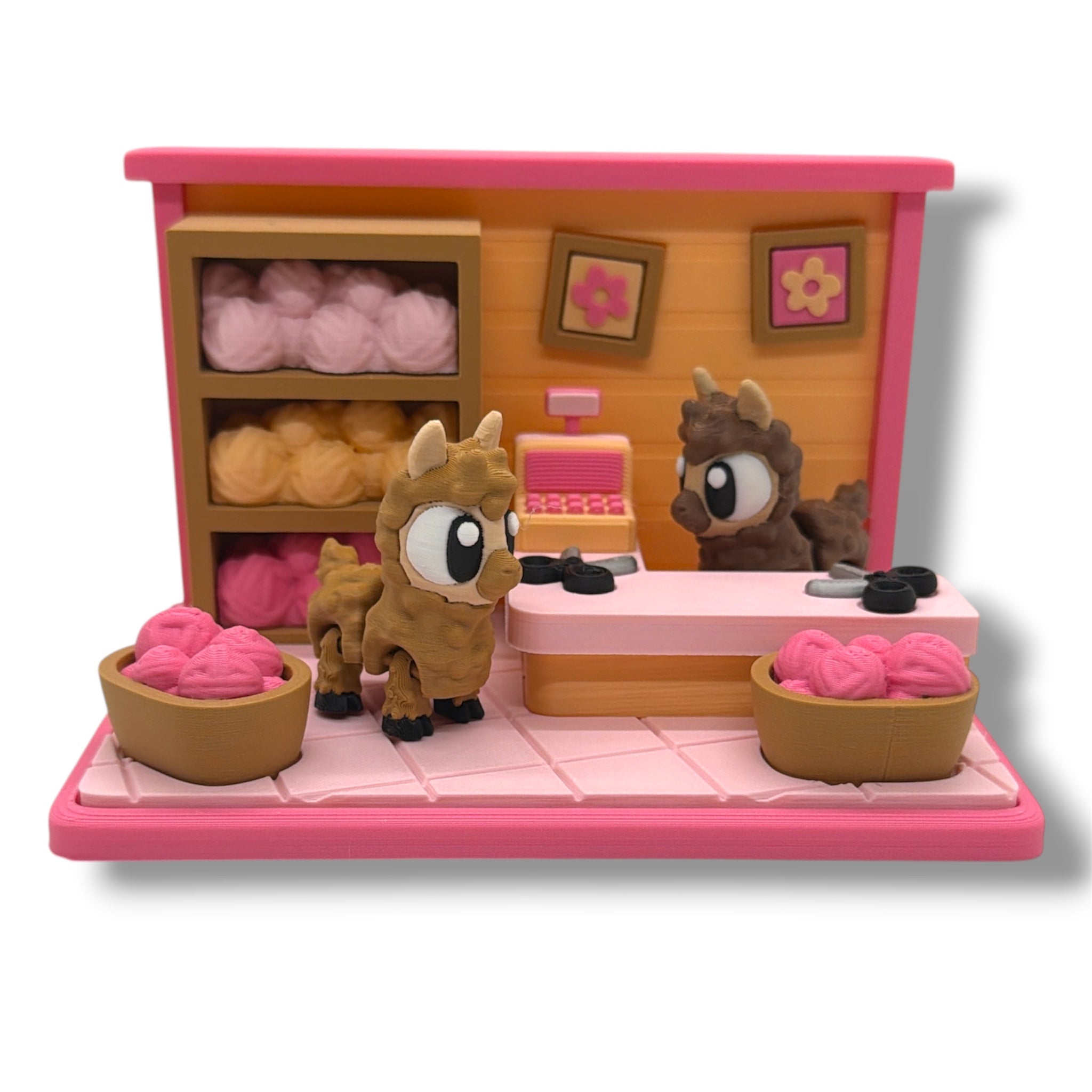 Alpaca Yarn Store Playset – 2 Alpacas Included - Desk Decor
