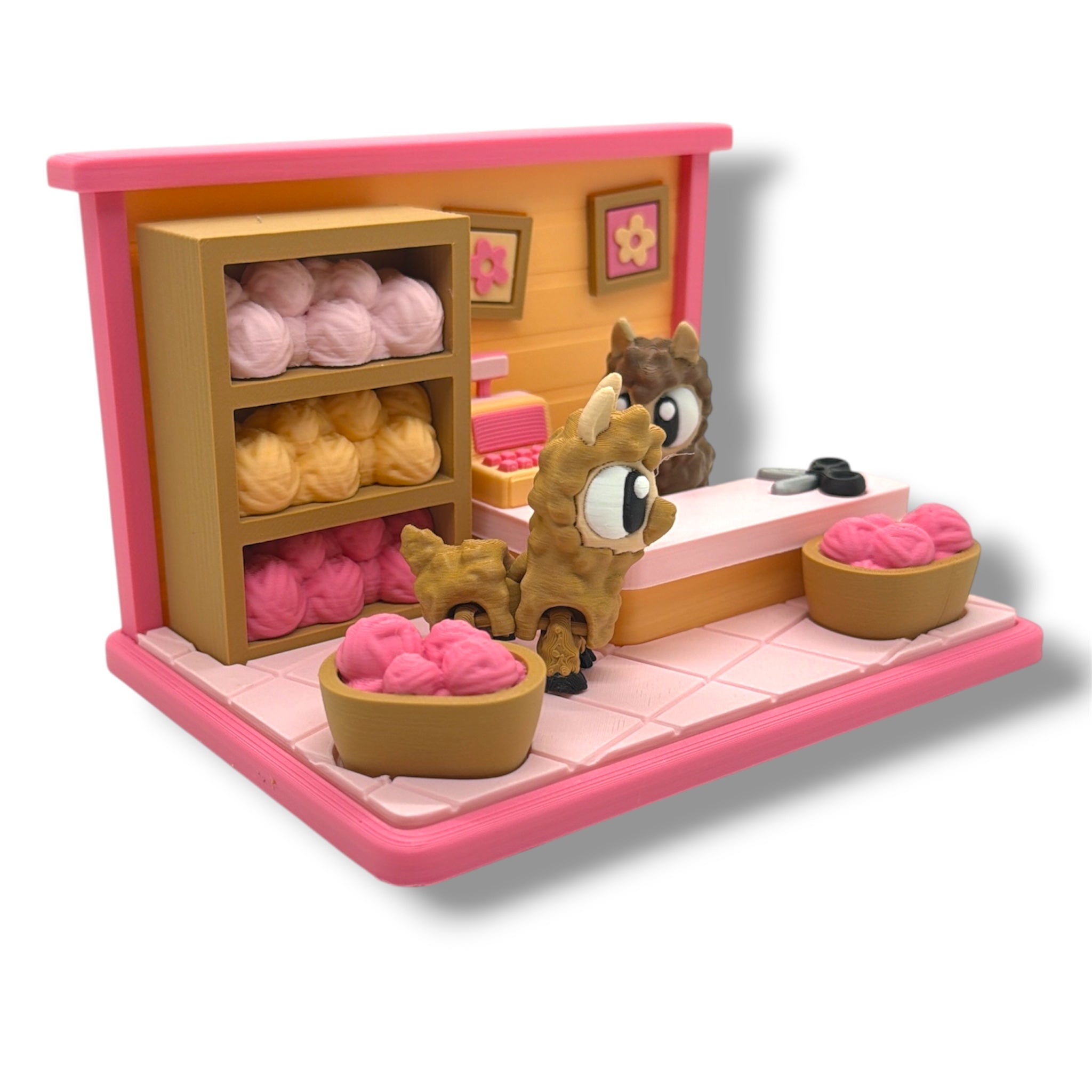 Alpaca Yarn Store Playset – 2 Alpacas Included - Desk Decor