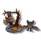 Spooky Tree Set with two Bats - Desktop Halloween Decor Holiday