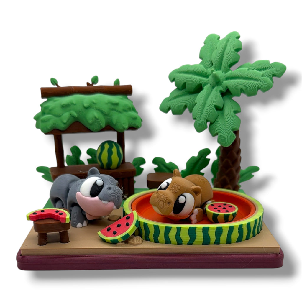 Hippo Watermelon Paradise – Desktop Decor