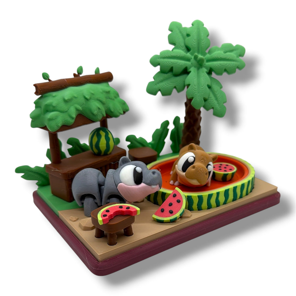 Hippo Watermelon Paradise – Desktop Decor