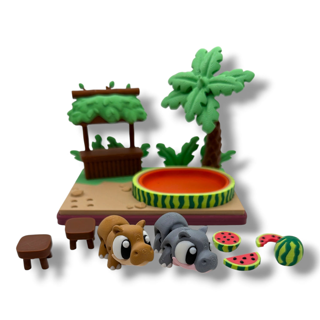 Hippo Watermelon Paradise – Desktop Decor